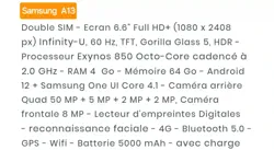 Samsung a13 à Nouvelle Medina