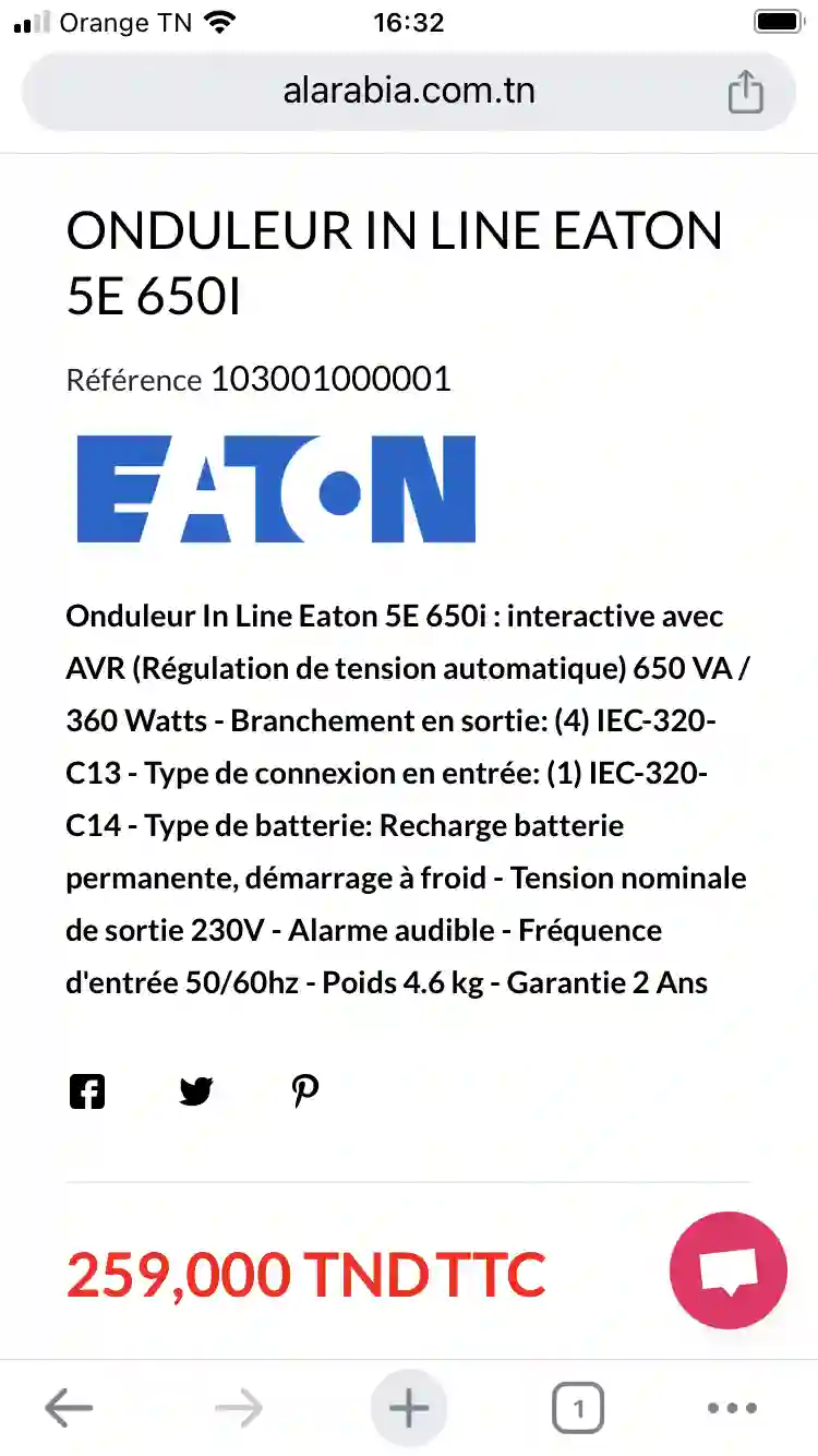 Onduleur 650 va 360 wat à Le Bardo0