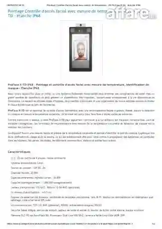 Pointage Contrôle D'accès Facial Avec Mesure de Température - Vue 1