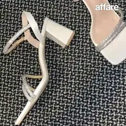Sandale Blanc+ Boucles D'oreilles Strass Gratuit
