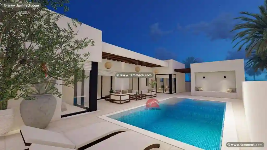 Villa EN U ET Piscine À Houmt Souk Djerba-réf P653 - Vue 5