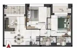 Appartement s2 vue mer Sidi Mahersi Ref1266a à Cite El Mahrsi 3 - Vue 3
