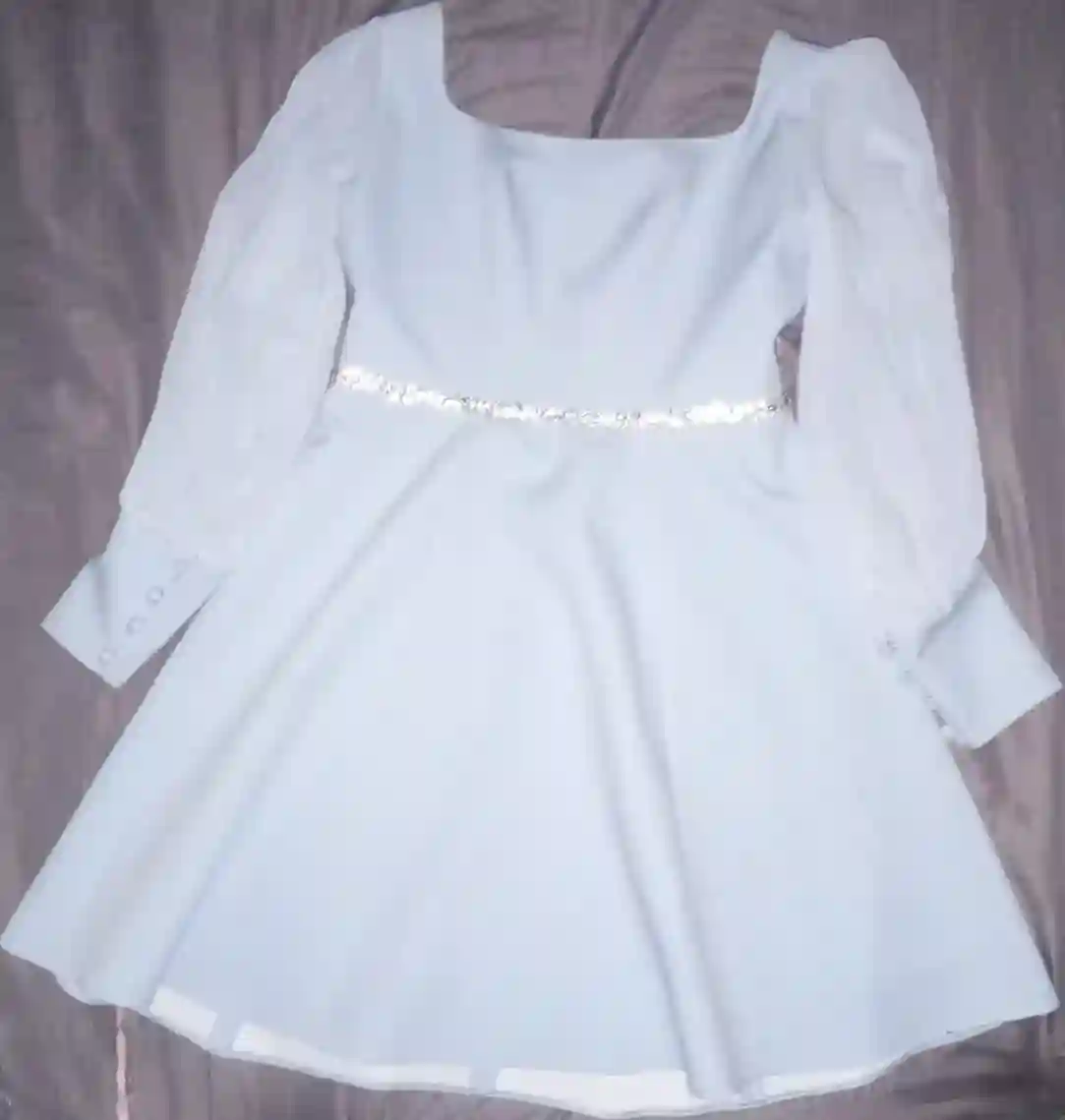 Robe Fiancaille Bleu Ciel Satinée - Vue 1