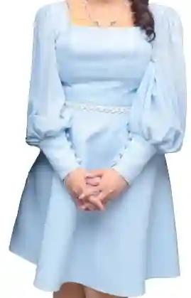 Robe Fiancaille Bleu Ciel Satinée - Vue 2