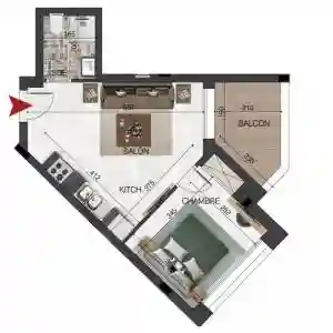 A Appartement s1 vue mer Sidi Ref1204a à Cite El Mahrsi 3 - Vue 4