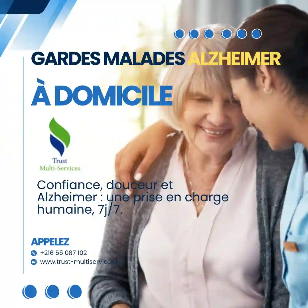 GARDE MALADE POUR ALZHEIMER A DOMICILE A NABEUL CENTRE