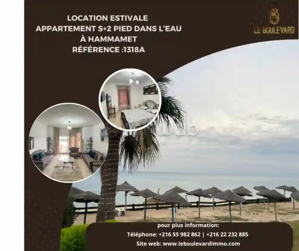 A Louer Appartement S2 Pied Dans L'eau à Hammamet - Vue 2