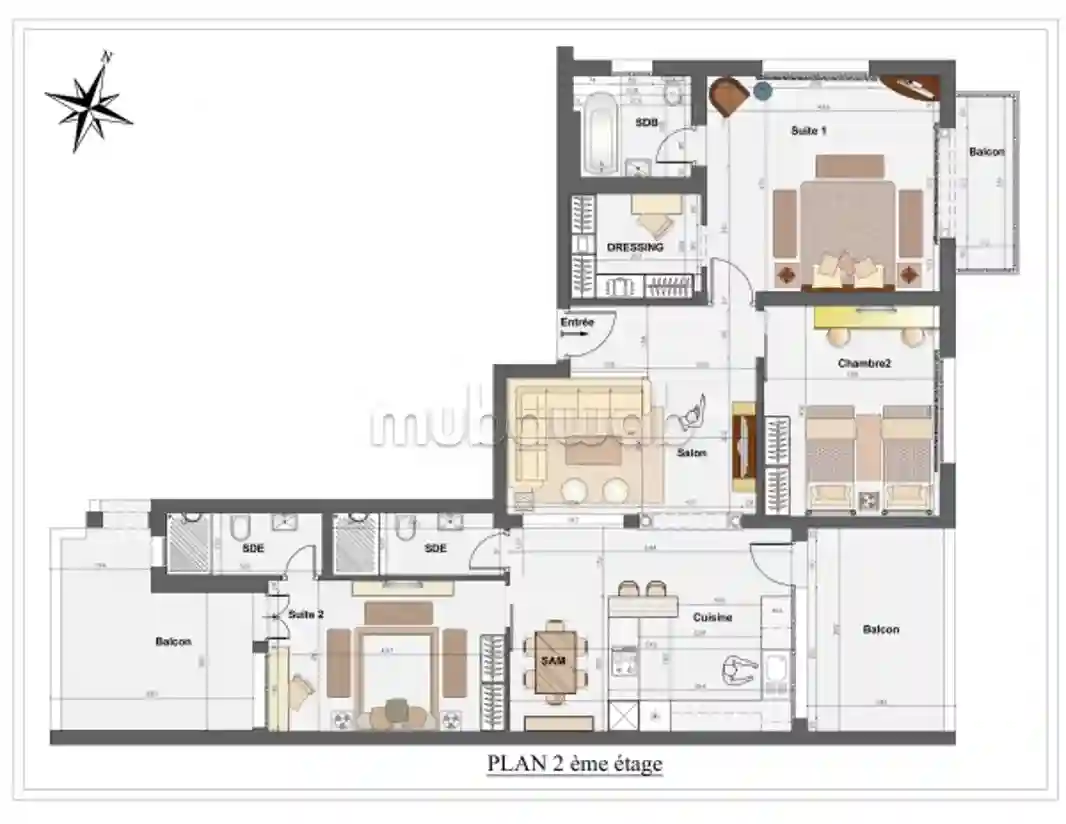 A Vendre Appartement S3 2éme Étage à Lido Nabeul - Vue 3