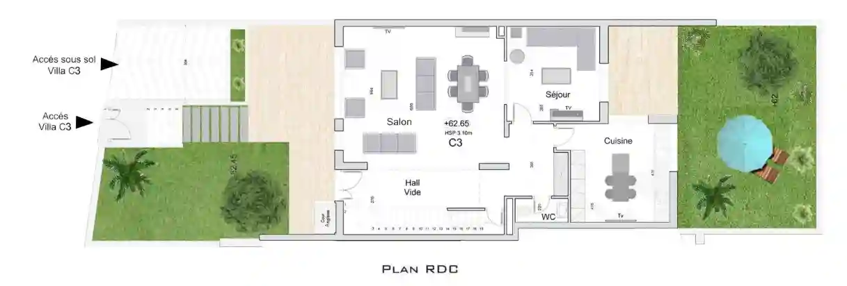 Villa Jumelée Avec Jardin à Gammarth à Gammart - Vue 3