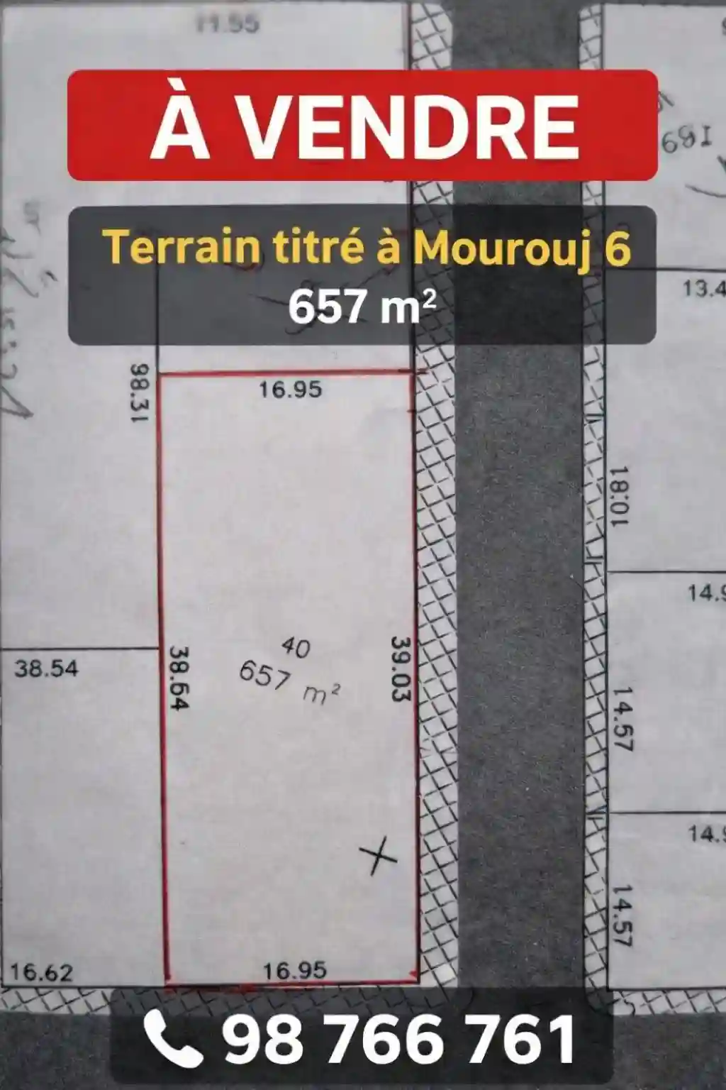 À Vendre Terrain Titré de 657 m² à Mourouj 6 – ben Arous - Vue 1