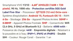 Smartphone Vivo Y21d à Bab Bhar