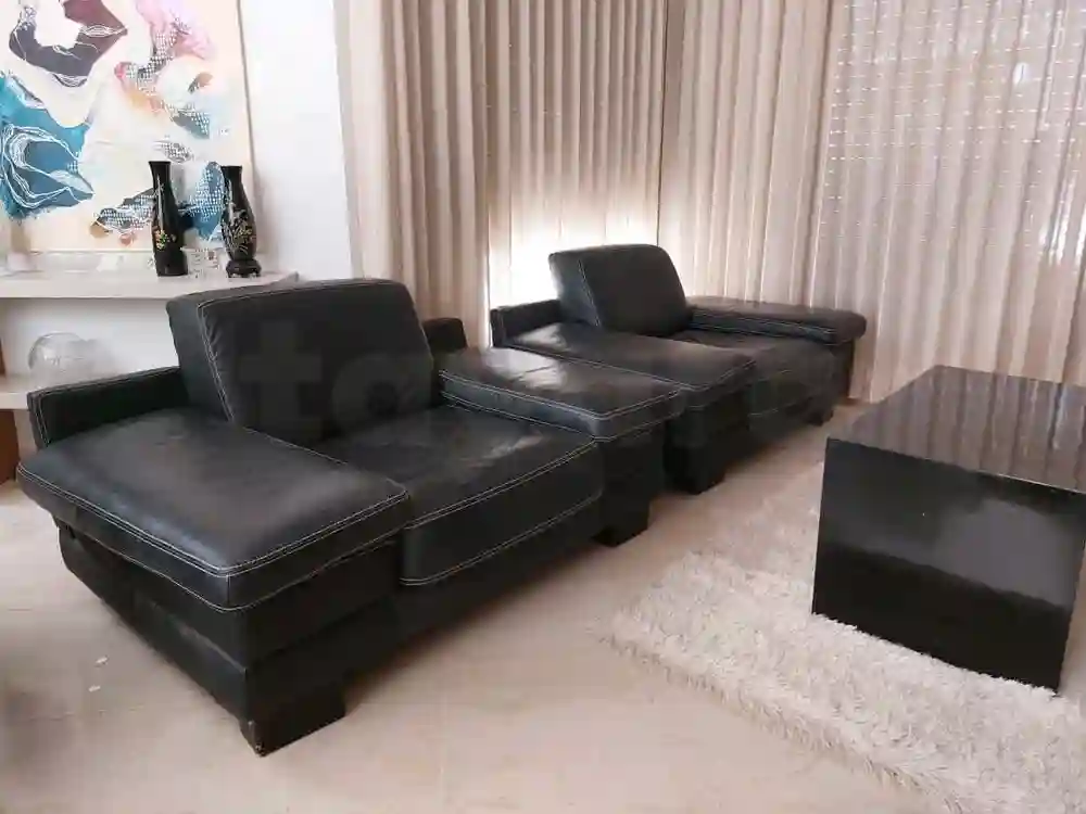 🛋️ Salon en Cuir Noir – Excellent État - Vue 2
