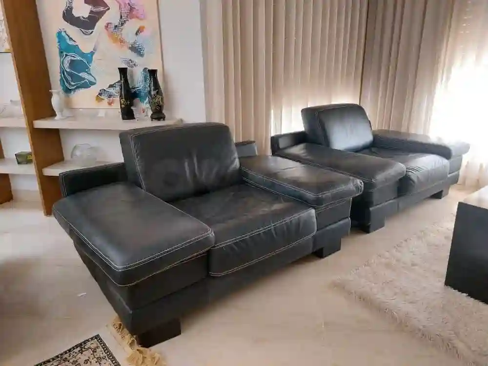 🛋️ Salon en Cuir Noir – Excellent État - Vue 3