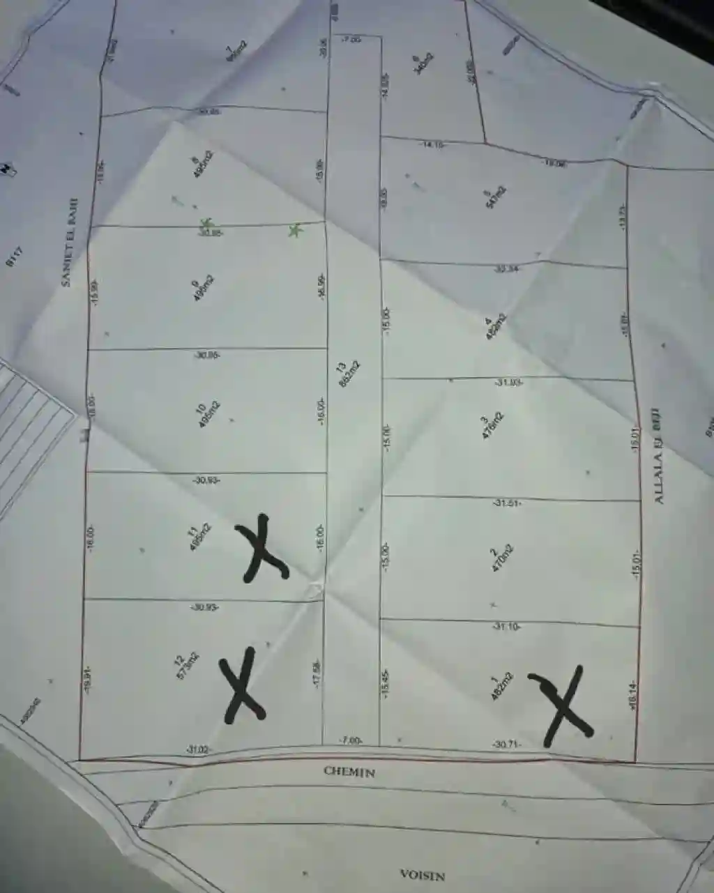 5 Lots de Terrain r+2 à Vendre à Boumhal Chela – Route Principale - Vue 1