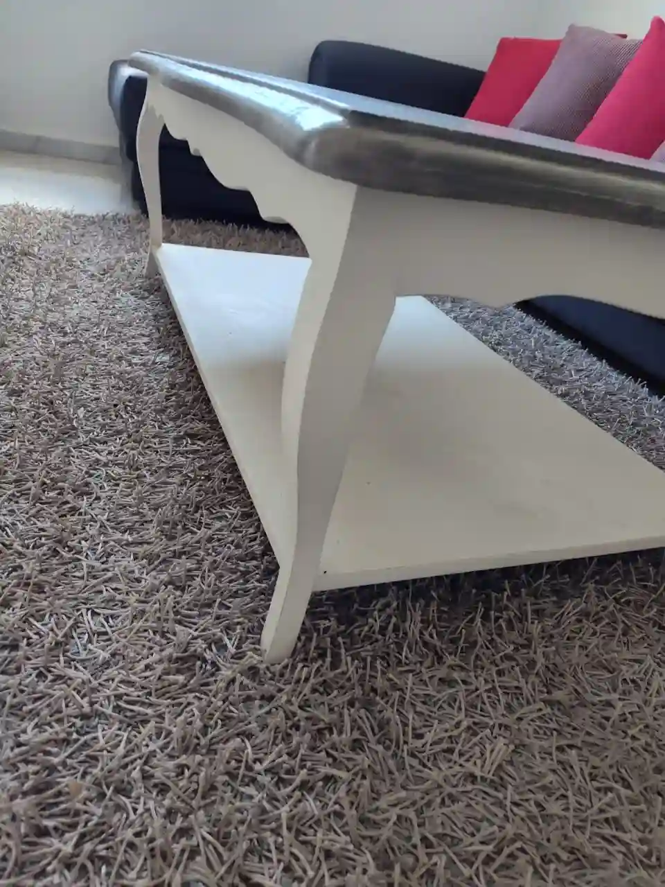 Table Basse en Bois Hêtre Patiné Gris à El Menzah - Vue 1